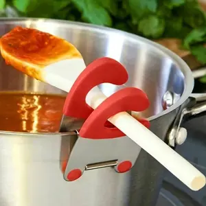 Stainless steel pot edge clip-type tableware rack, half-piece heat-resistant spoon rack, kitchen small tools