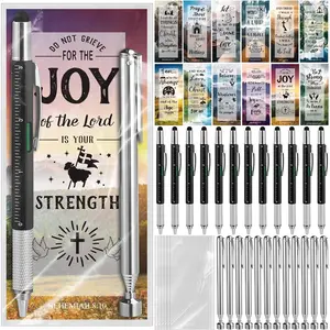 FoldTier Sets Father's Day Religious Party Favors Gift for Men Employee Christian Gifts Bulk Multi Tool Pen Bible Verse Card Telescope Magnetic Pickup Tool Set for Dad Father Husband(12)