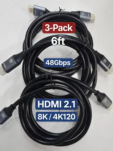 3-Pack 8K HDMI 2.1 Cable (6ft) – 48Gbps Ultra High Speed – 4K@120 / eARC / VRR / ALLM