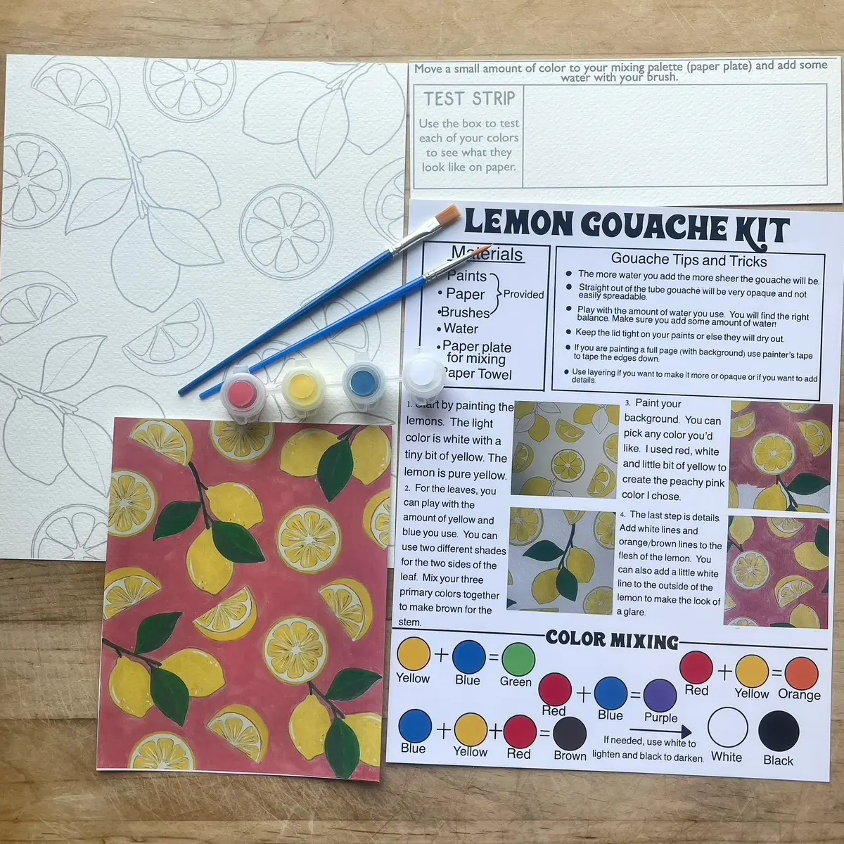 Lemon Gouache Painting Kit