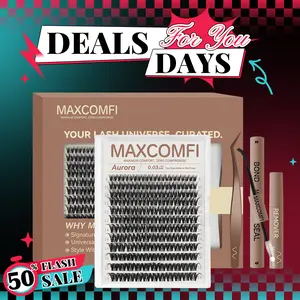 MaxComfi Aurora Natural Cluster Eyelashes Extensions - Beauty Products with Thin Band, Super Soft, Long-Lasting, Waterproof, Beginner-Friendly DIY False Lashes for Daily Wear Natural Volume Look