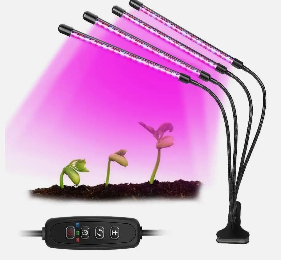 Full Spectrum LED Grow Light with 2 to 4 Lamp Heads, Indoor Plant Growth Lighting, Low Energy Lamp for Household Green Plant Cultivation