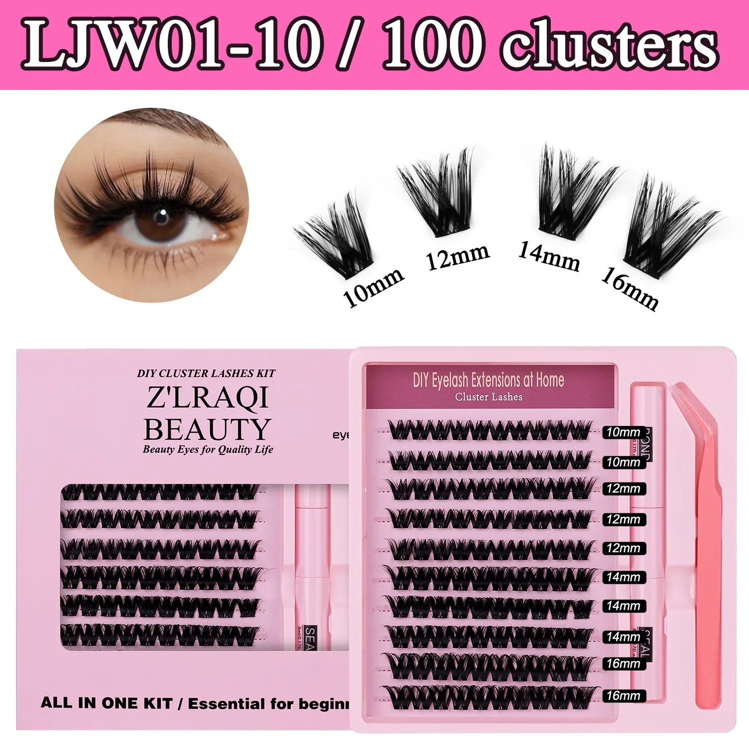 Prettyandme |Dolly Round Eye Cluster Lashes| 100 Clusters |Mixed Lengths |Cute Barbie Youthful Eye Look
