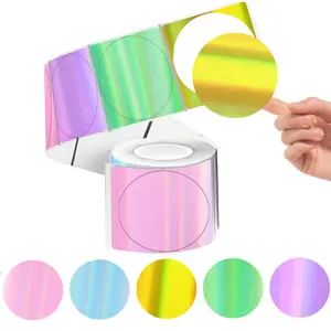 5 Color Holographic Thermal Labels, Rainbow Glitter Print Stickers for Gift Wrapping, Durable Adhesive Tags Compatible with M110 M220 M200