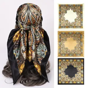3 Packs 35" Satin Square Hair Scarf Bandanas Large Silk Head Scarves Lightweight Satin Hair Kerchief Sleeping Hair Wraps For Outdoor Sports Motorcycle Running Hiking