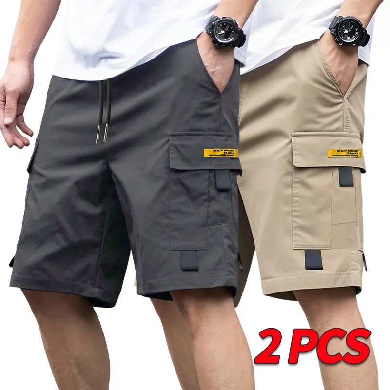 men's cargo shorts Men’s casual loose-fit trendy cargo shorts, 2-pack; suitable for outdoor everyday wear and commuting; multi-pocket knee-length cargo shorts; summer Instagram trend; comfortable and relaxed; ideal as a holiday gift. men's Breathable, Men