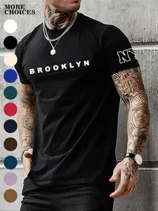 Men's Regular Fit Letter Print Round Neck Sleep Tee, Casual Soft Comfortable Short Sleeve Crew Neck Fitted T-shirt for All Seasons, Sleepwear & Loungewear for Men, Homewear, Menswear