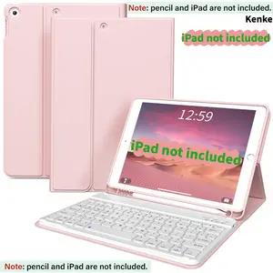 [TikTokShopHolidayHaul]Kenke Wireless Keyboard Case Set for iPad, Pink Detachable Keyboard Case with Pencil Holder, PU Leather Protective Cover for iPad Pro 13-inch M4 & 11-inch A16