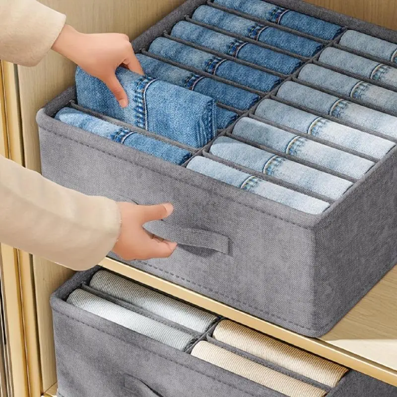 Stackable, Foldable, Divided Compartments Clothing Storage Box, Fabric Closet Organizer, Suitable for Clothing, Bedding, Travel, Home Organizing, Small Space Living, Lightweight Structure, Closet, Drawer and Under Bed Storage