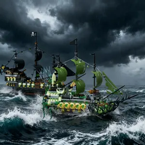 Ghost Ship Building Blocks Set, Pirate Ship DIY Model Kit, Creative Desk Decor, Ideal Birthday Gift for Boys and Girls