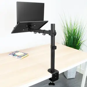 Mount-It! Height Adjustable Laptop Desk Mount Clamp, 360° Swivel, 90° Tilt, Fits 17" Laptops, Ergonomic Laptop Riser