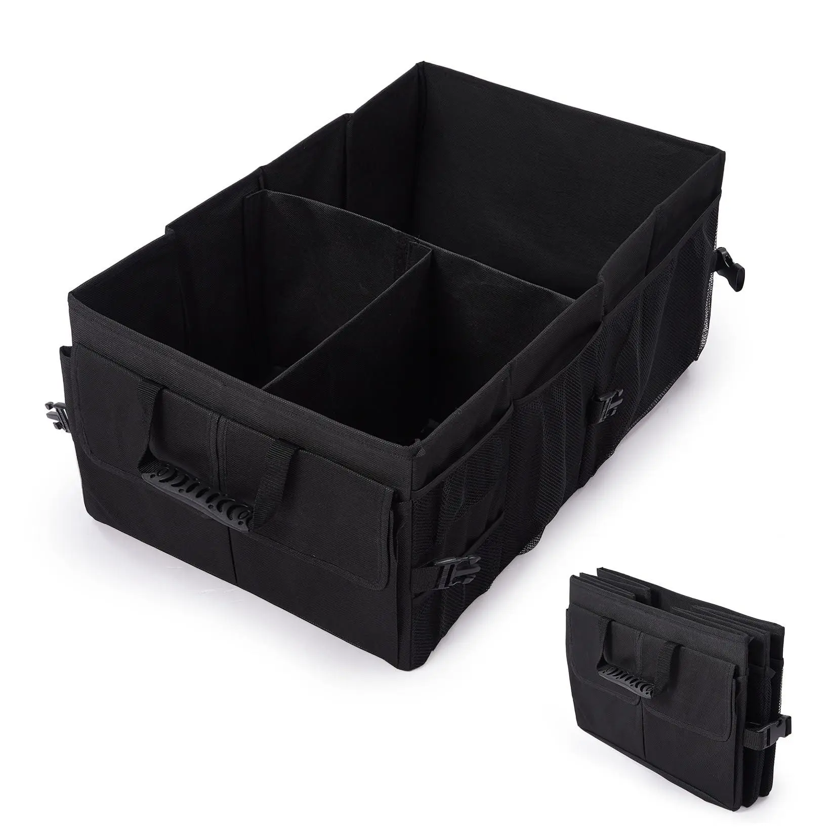 GARVEE Black Foldable Rectangular Polyester Car Trunk Organizer - Large Size 60.96x38.1x25.4cm Storage Bag, Durable, Ideal for SUV, Van