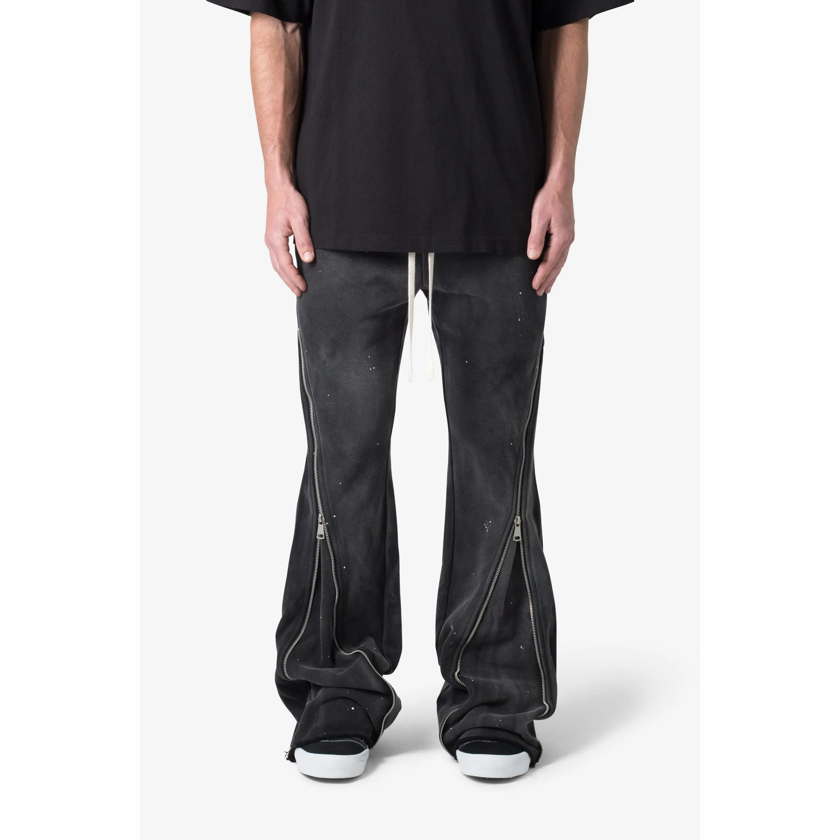 mnml Zipper Flare Sweatpants - Vintage Black