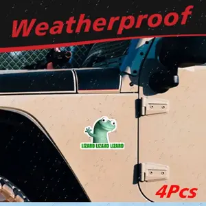 4 Funny Lizard Meme Stickers - "Lizard Lizard Lizard" Text, Green Frog Design, Vinyl Stickers for Cars, Trucks, Laptops, Water Bottles, etc., Fun Car Accessories