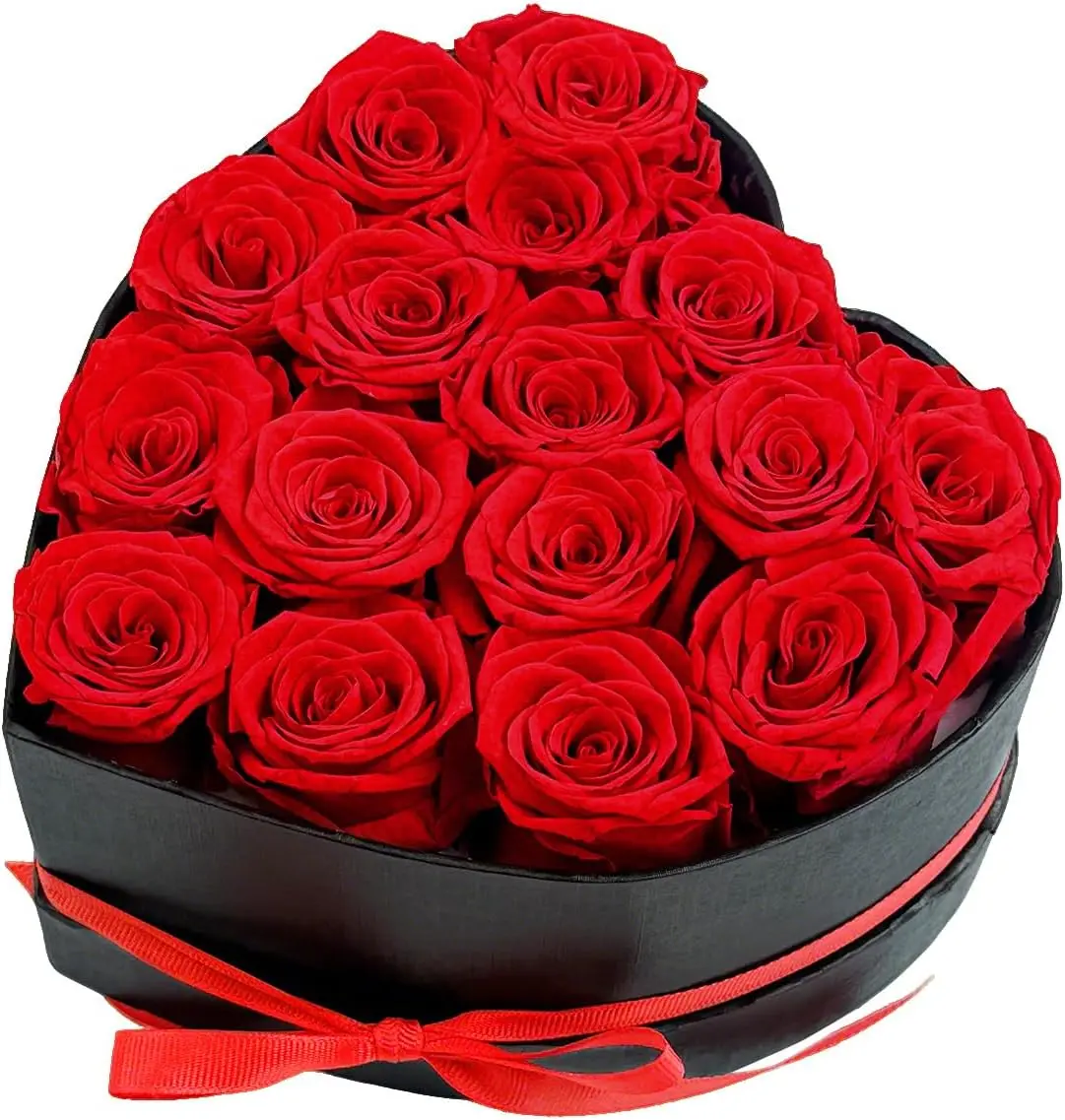 16-Rose Red Preserved Forever Roses in Heart-Shaped Box, Home Decor Room Decor Gift for Her (Mother's Day, Valentine's Day)