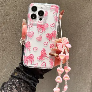 Bow Heart Pattern Phone Case, Durable Fashion Accessory, Anti-Drop Protection, Compatible with iPhone 11/12/13/14/15/16/17 Pro Max