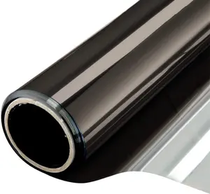 Window Film One Way Mirror Film Daytime Privacy Static Non-Adhesive Decorative Heat Control Anti UV Window Tint for Home and Office Black Silver 6 Mil 17.5 Inch x 6.5 Feet