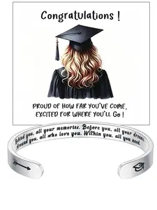 Personalized bracelet for teenagers/women, adjustable bracelet, inspirational jewelry gift, graduation gift, suitable for daughters/mothers/friends, appropriate for junior high, high school, and university students.