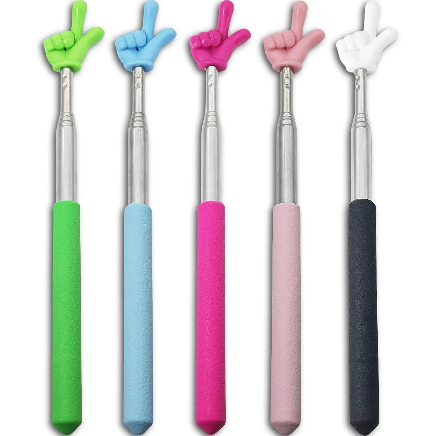 5 count Pointer Stick For Classroom - Multipurpose Teacher Pointer Stick, Extendable Classroom Pointer And Finger Pointer Stick, Engaging Colors - Classroom Essentials For Effective Presentations