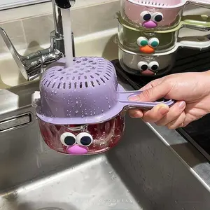 Dopamine Drain Basket Kitchen Strainer Utensils Fruit Washing Tool Dual Layer Food Grade Thick Multi-Functional Wall-Mounted Fruit Plate Bowl Kitchen Organizer