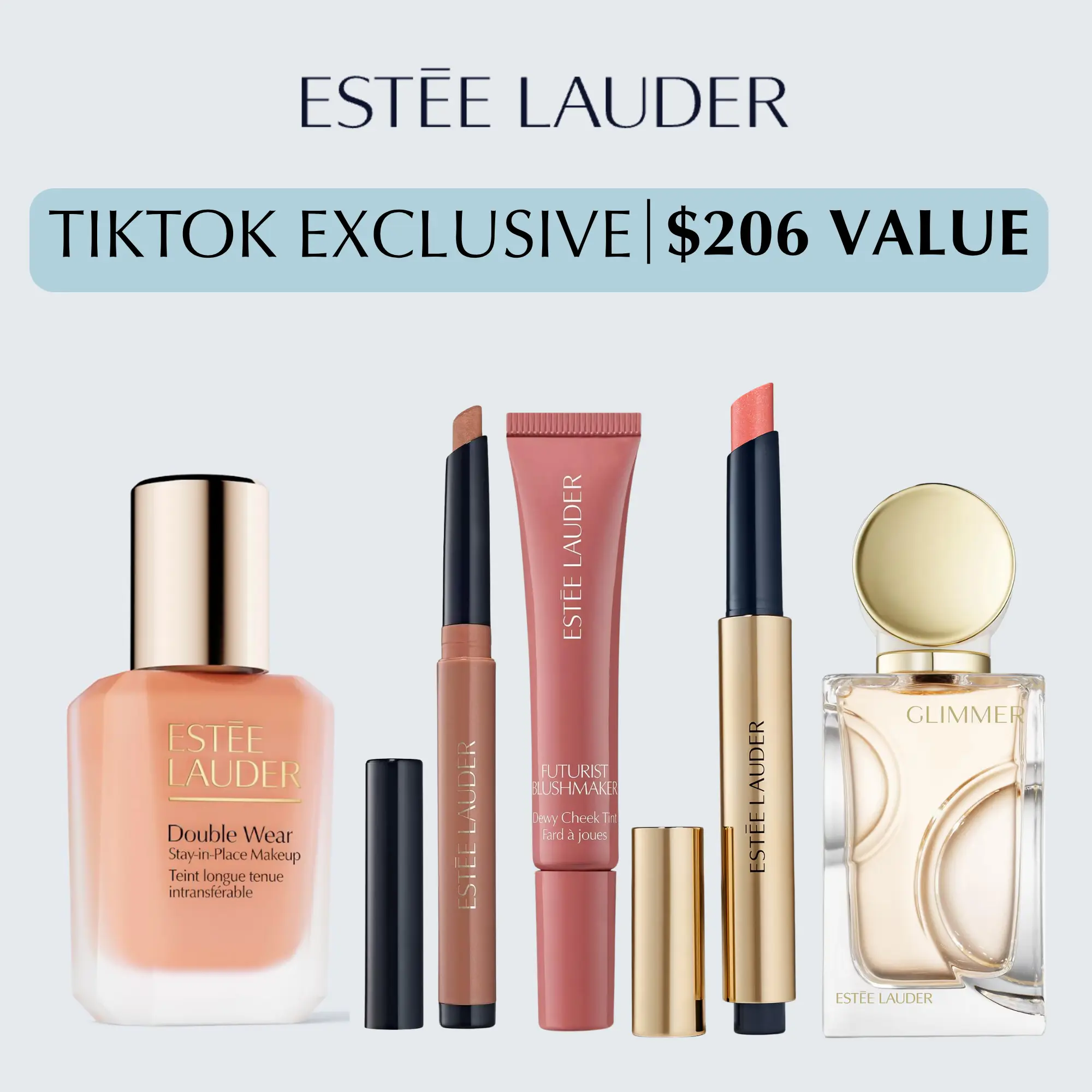 [Estée Lauder] Glimmer Complete Look Set | Foundation, Eyes, Cheeks, Lips + Fragrance