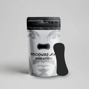 Recovrz Gentle Adhesive Nose Strips for Improved Airflow & Recovery - Flexible & Comfortable Fit for Athletes - 30 Day Supply Nasal Breathing Patch