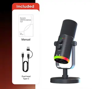 Dynamic RGB Lighting Gaming Microphone - Wired USB/XLR Dynamic Mic with Quick Mute, Headphone Jack, Gain Knob, Volume Control, USB Streaming Mic for PC Gamers, Multi-Device Compatible with PCs, Smartphones, Laptops, PS4, PS5 (Audio-Supported)