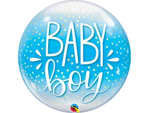 Single Baby Boy Blue & Confetti Dots Bubble Balloon