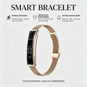 Ultra-Thin Lightweight Smart Band, 16.5g Comfortable Wear, Heart Rate & Stress Monitor, Waterproof Fitness Tracker, Android iOS Compatible
