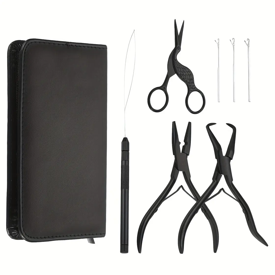 Professional Micro Link Hair Extension Tools Kit | Micro Bead Closer & Remover Pliers, Threader, Scissors With Storage Case For I Tip Hair Extensions