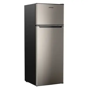Upstreman 7.7 Cu.Ft. Double-Door Mini Fridge with Freezer, Adjustable Temperature Thermostat, Large Capacity, Reversible Door Swing, Energy-Efficient Compact Refrigerator for Apartment, Home Appliance