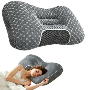 Premium Pillow Featuring Geometric Pattern for Neck and Comfortable Sleep Rest Pillow, Pillow Neck & Back Relief, Ergonomic Contour Design for Side, Back & Stomach Sleepers – Breathable, Washable Covers, Neck Rest Cushion