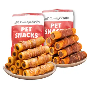 150g/5.29oz Chicken/Duck Wrapped Cowhide Chocolate Stick, Meat Dog Snacks, Made From Chicken/duck Meat And Beef Skin, Beef Stuffing, Healthy, High Protein, Easy To Digest, Long-lasting, Perfect Training Reward Snack For Dogs