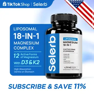 Selerb Magnesium Complex 300mg – 4 Types of Magnesium with B6, D3, Zinc, Slippery Elm – Sleep, Relaxation & Muscle Support – 90 Capsules