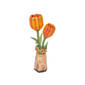 Hands Craft | Orange Tulip 3D Wooden Puzzle