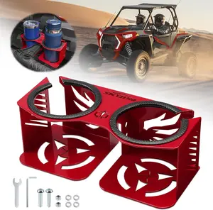 Cup Holder for Grab Bar, Passenger Grab Handle Drink Holder, UTV Cupholder Compatible with Polaris RZR XP 1000/XP Turbo/800/900 2008-2023, Fits Large Bottles & Mugs in 18-40 oz, Red