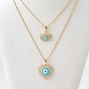 Cadenas Finas Doradas with Diys of Ojo Turco Long 19 Inches Gold Chains Necklace Set
