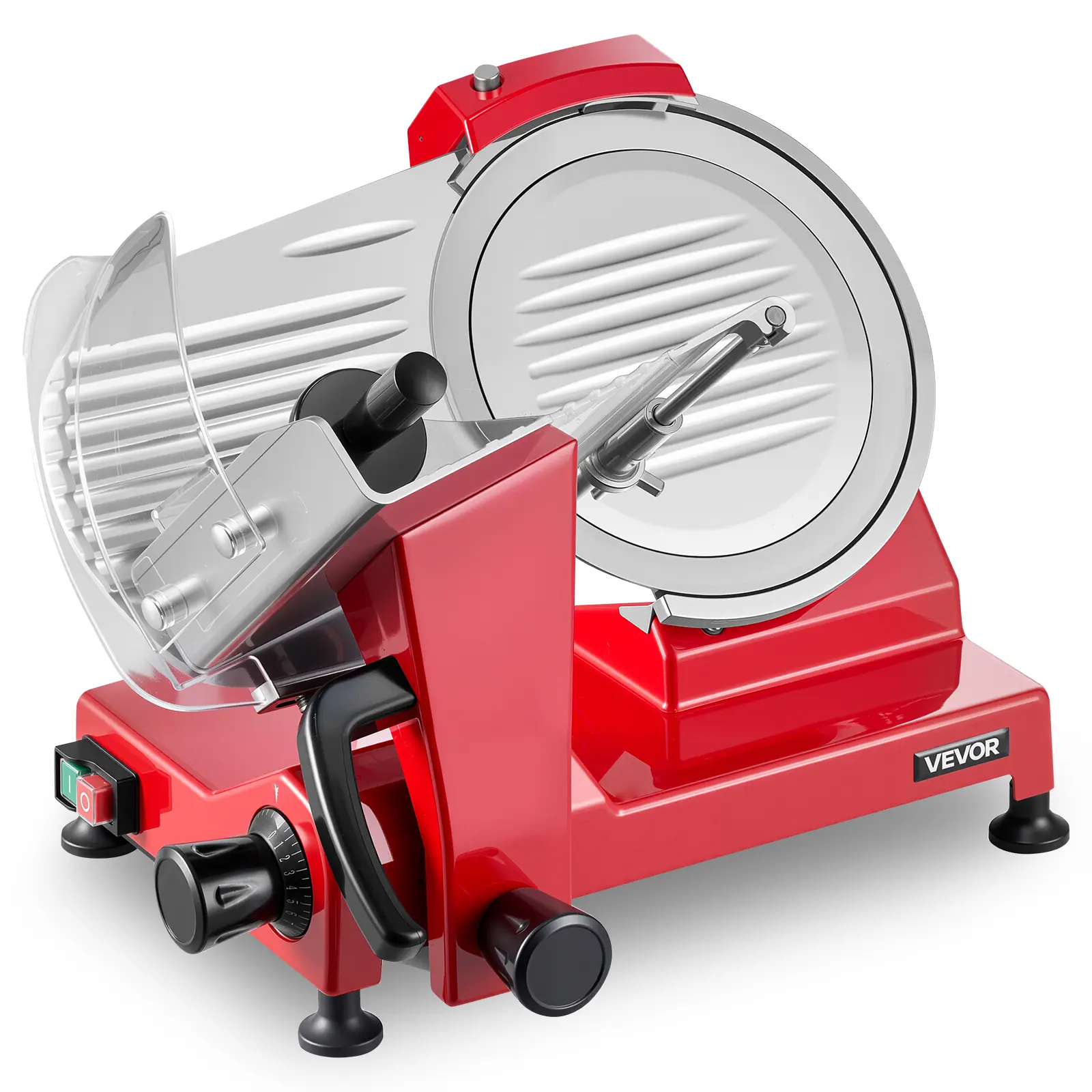 VEVOR 340W Power Commercial Electric Meat Slicer, 10-Inch Carbon Steel Round Blade, 350-400RPM, 0-0.47 Inch Adjustable Thickness for Meat Slicing & Home/Commercial Use