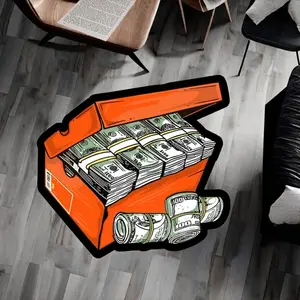 Modern Creative Design Shoe Box Dollar Bill Print Carpet Rug, Soft Easy Care Living Room Bedroom Mat, Home Decorative Rug, Home Decor for Lounge Office