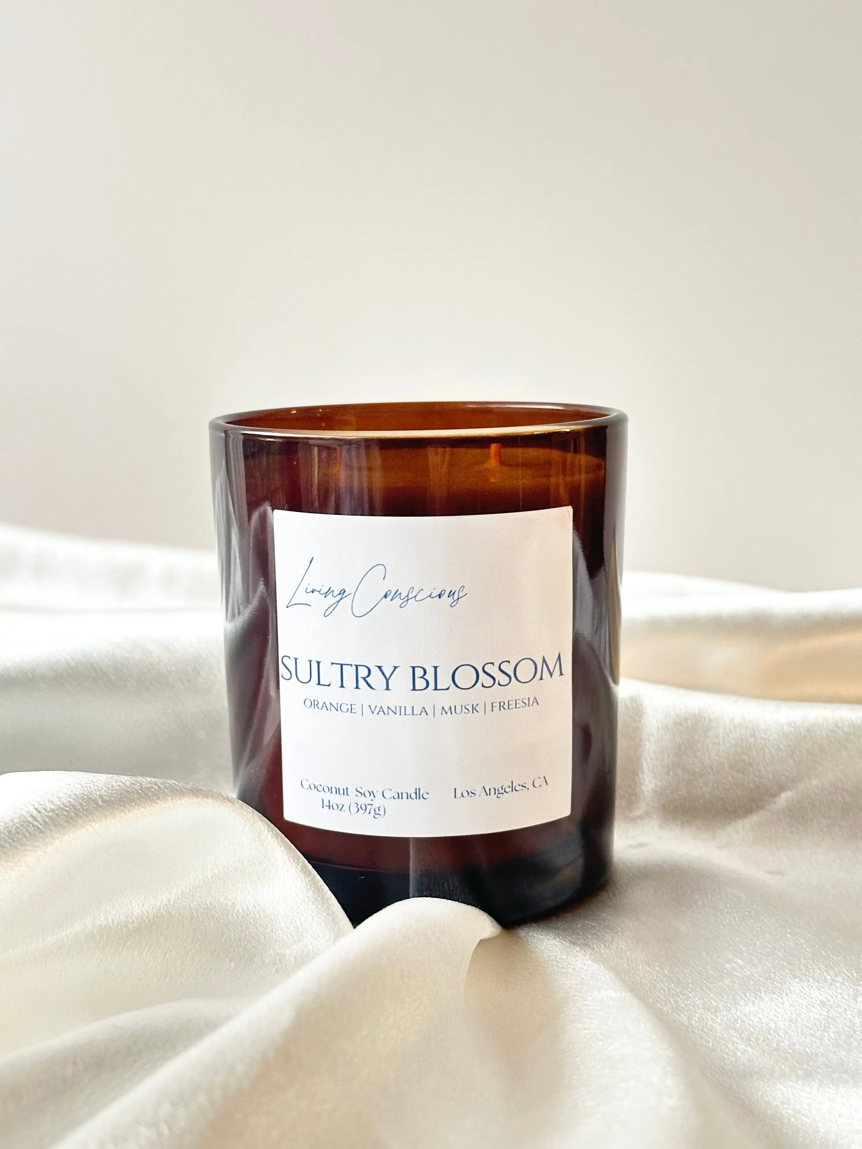 14oz Non-Toxic Highly Scented Coconut Wax Aromatherapy Candle with Wick - Ambery Vanilla, Orange Flower, Bergamot, Neroli, Freesia, Rose, Sandalwood, Musk Fragrance, 65+ Hours Burn Time, Home Decor Accent, Highly Scented Candles, Ambery Vanilla Candles