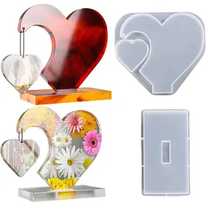 Large Photo Frame Resin Molds, Heart Shape Silicone Molds for Epoxy Resin, DIY Picture Frame Display Unique Mold for Resin Casting Art Crafts Table Home Decor Gift