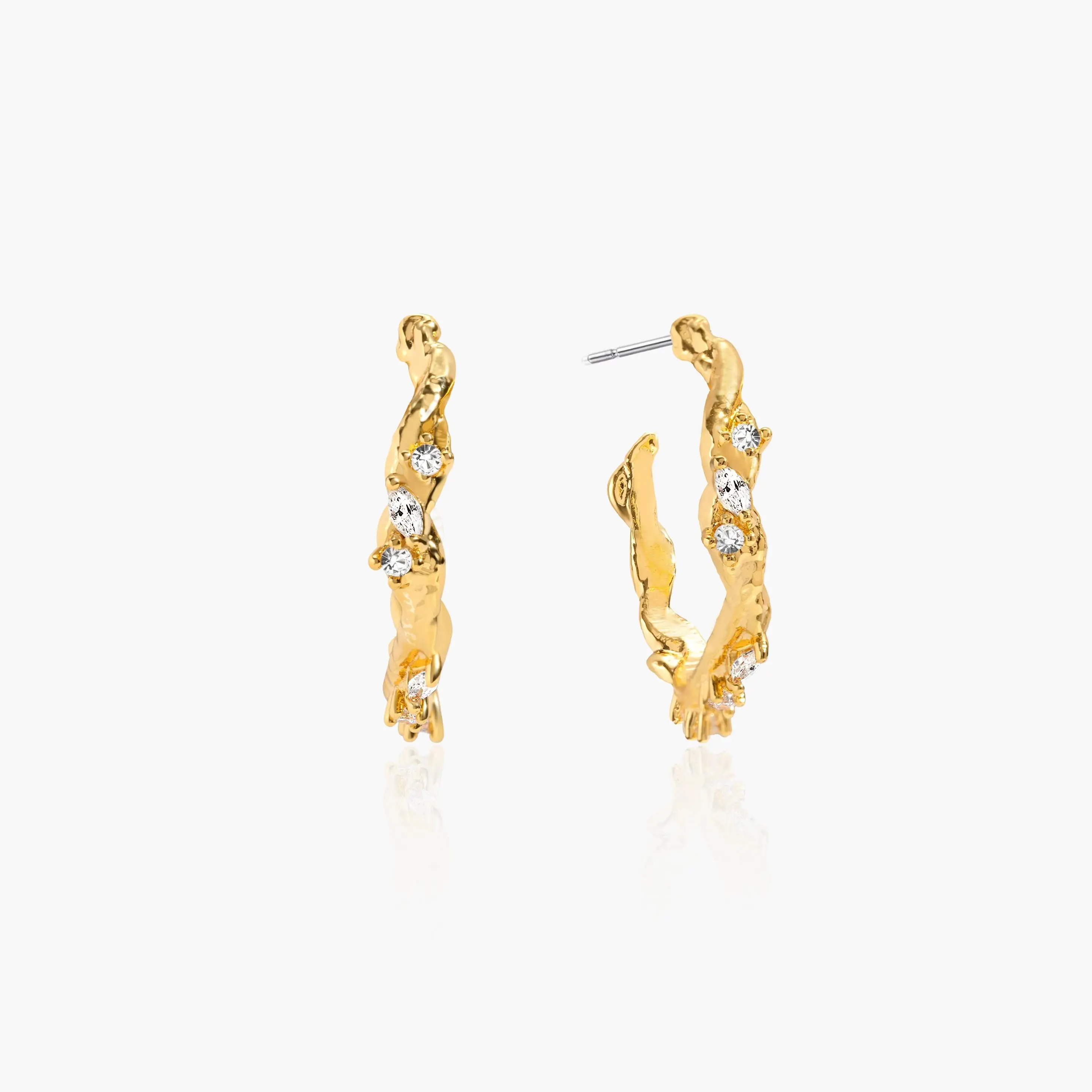 en route Moonlit Ivy Hoops Earrings, Romantic Gold Finish with Dainty CZ Ivy Detail, Perfect for Everyday Styling and Layering