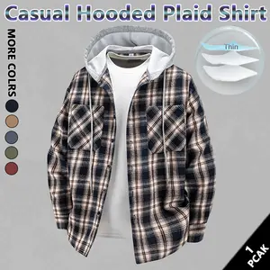 Men's Plaid Essentials Hoodie coat Streetwear Man Casual Tops Long Sleeve Menswear Soft Fabric fall outfits，outfits men，Halloween Gifts graphic hoodies