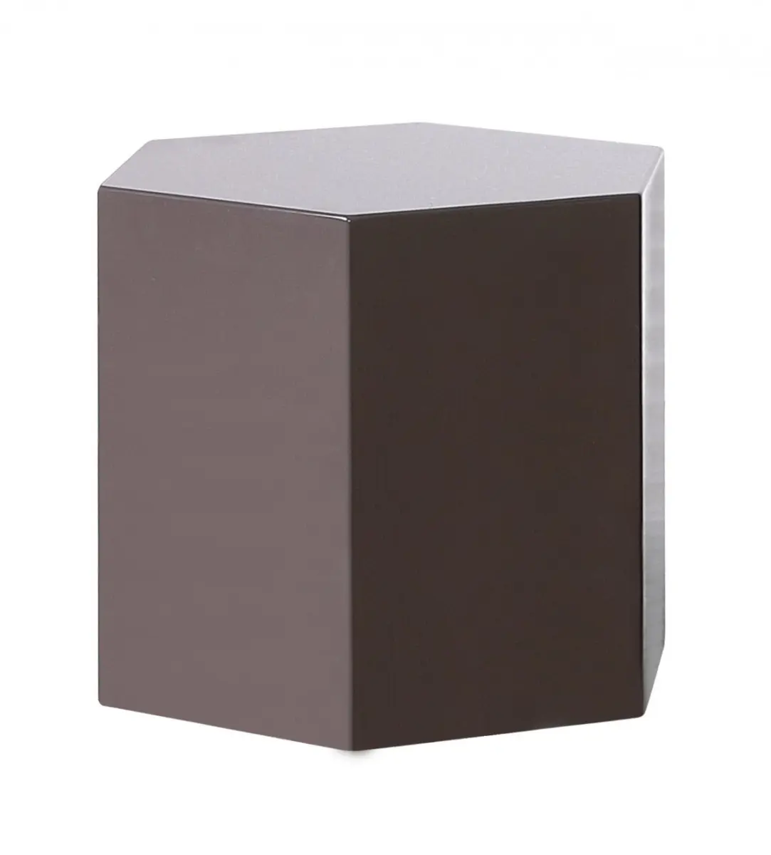 Light Grey 360-Degree Rotating High-Gloss Hexagonal End Table - Indoor Furniture, Modern Accent Tables