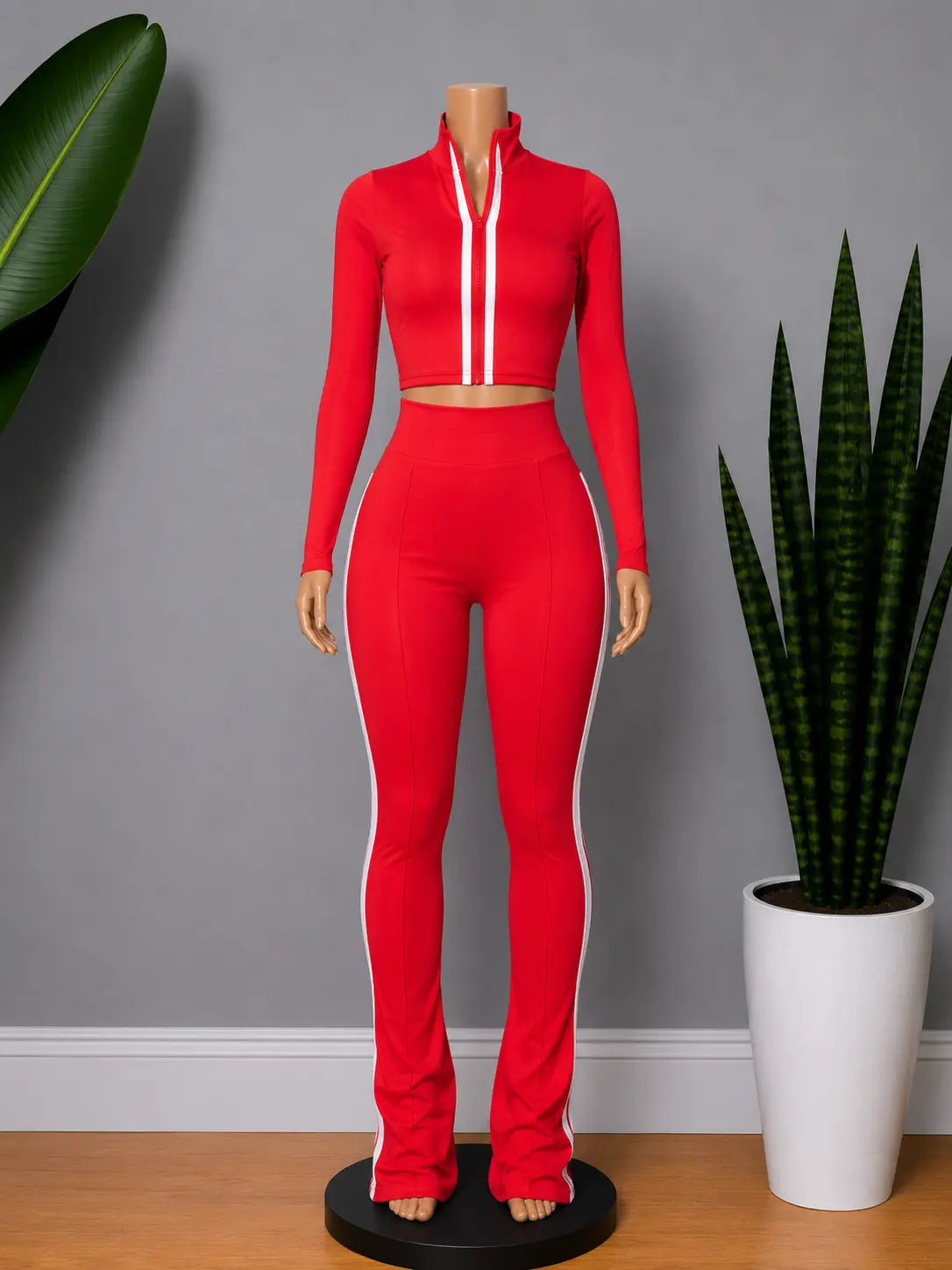 Two Piece Tracksuit in Red - Stylish Design with Side Pants and Matching Top, Perfect for Any Occasion