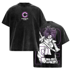 Future Trunks DBZ Graphic Tee Vintage Washed Shirt Unisex Anime Streetwear Capsule Corp Saiyan Top Dragon Ball Z Retro 90s Y2K Fashion Japanese Manga Clothing Gift For Anime Lovers DBZ Fans Cool Otaku Merch Cosplay Everyday Casual T-Shirt Apparel Tees