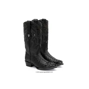 J-Tow Caiman Tail Black leather boot-2990105