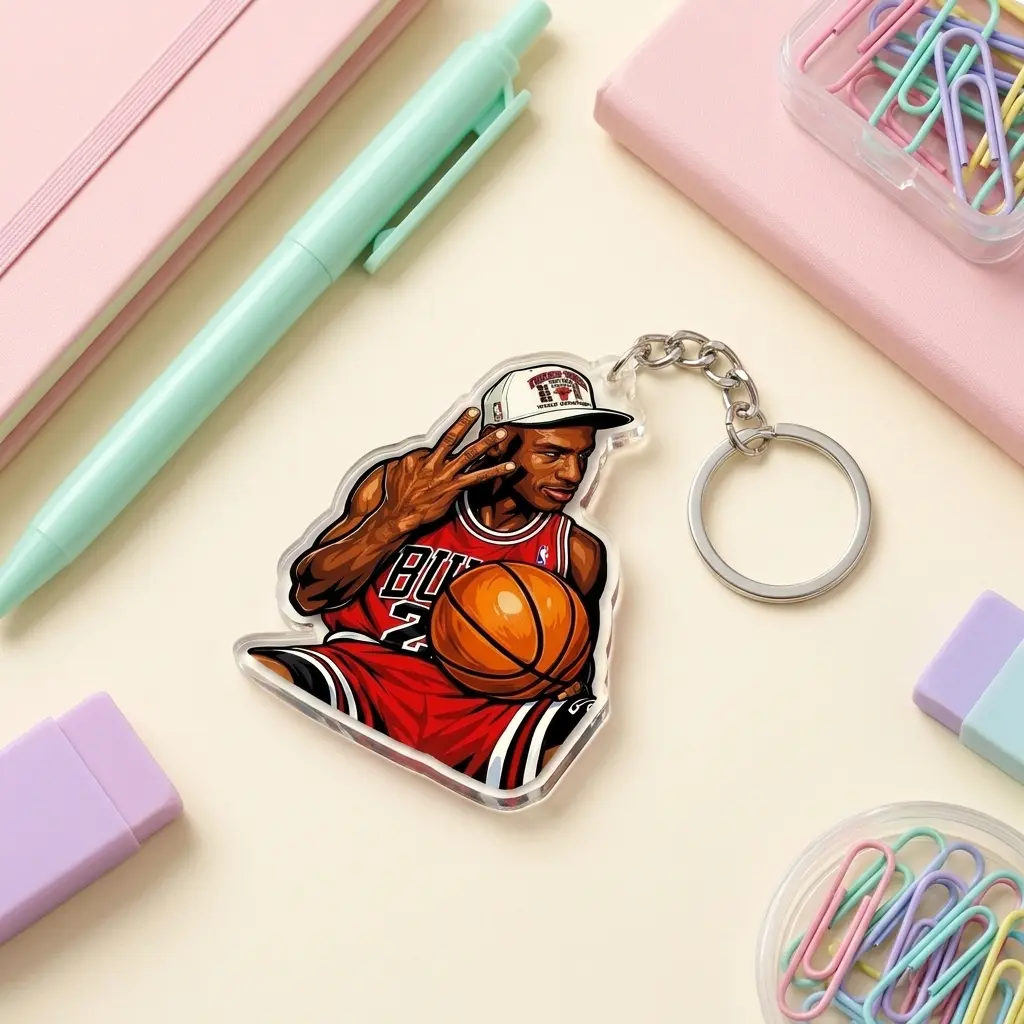 Michael Jordan Basketball Legend Acrylic Keychain | Vintage Basketball Star Bag Charm