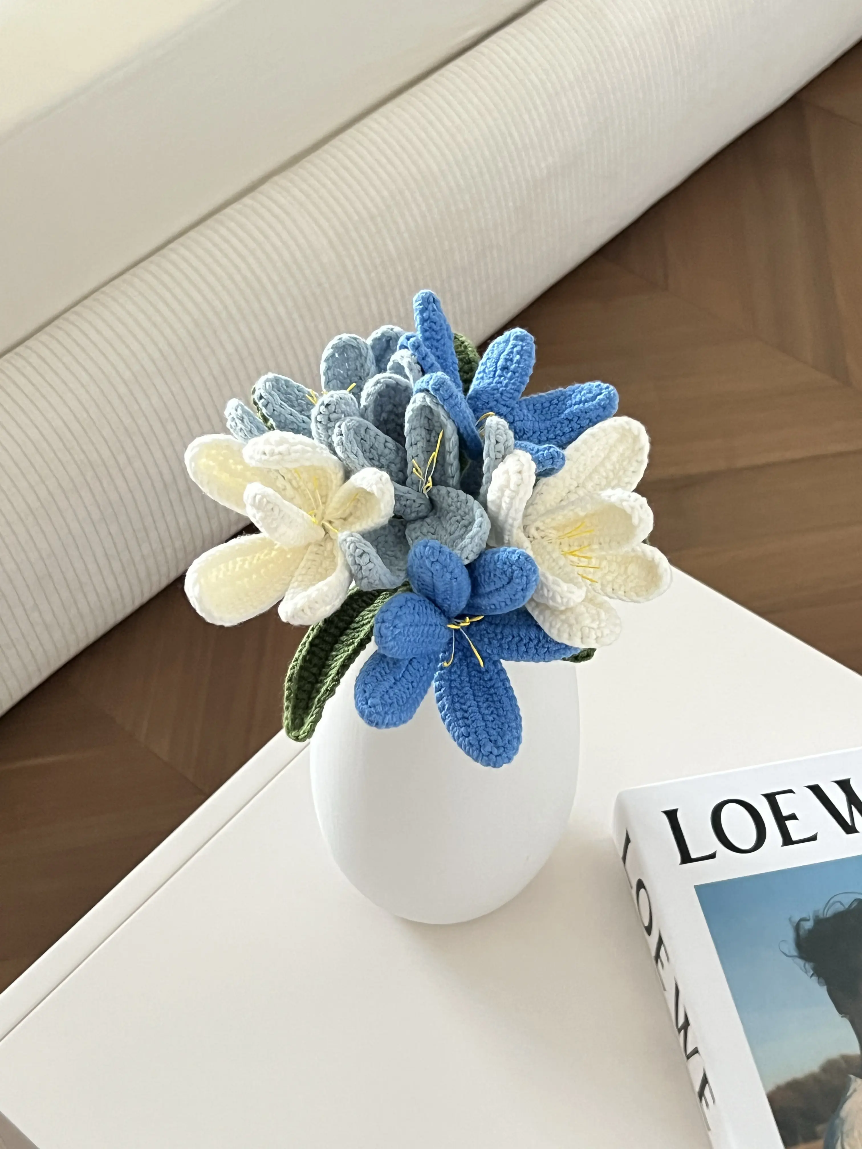 Loop & Bloom Handcrafted Crochet Premium Combed Cotton Yarn Tulip Artificial Flower Bouquet - 6 Eco-Friendly Everlasting Blooms, No Vase, Ready-to-Gift with Card, Ideal for Study/Balcony/Bathroom Decor, Lasts Without Fading, Self-Gift Option, Anniversary