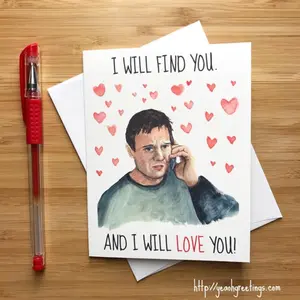 Silly Liam Neeson Valentines Card, Cute Love Card for Boyfriend, Happy Anniversary, I Love You Card, Handmade Valentines Day Greeting Card